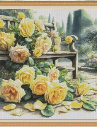 Yellow Rose 14CT 16CT Printed On Canvas Cross Stitch DIY Set Chinese Pattern Kit Home Needlework Embroidery 155 Colors